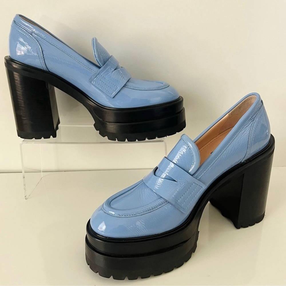 AGL Light Blue Platform Loafers - Picture 3 of 14